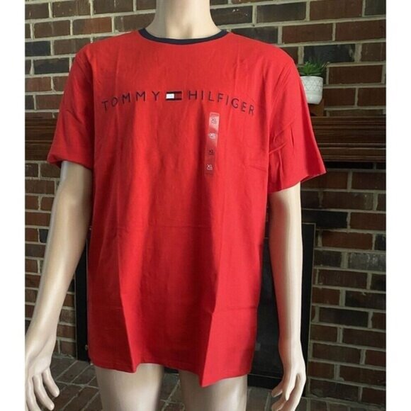 Men's Tommy Hilfiger Short-Sleeve Sport Tee red  T Shirt Cotton Size XL  NEW - Picture 1 of 11